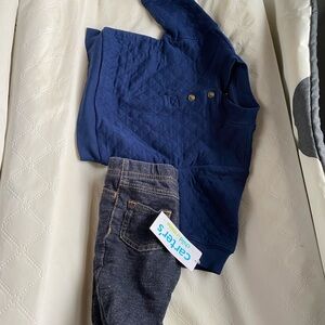 Carter's Navy Quilted Top and Denim Pants Set